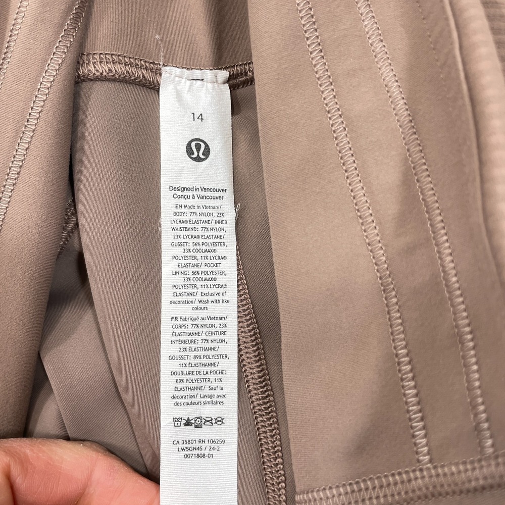 Lululemon Wunder Train High-Rise Ribbed Tight 28" Size 14 LW5GN4S Tan Brown - Picture 8 of 9